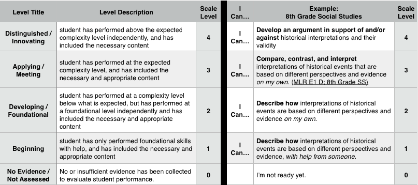 Proficiency Scale Template